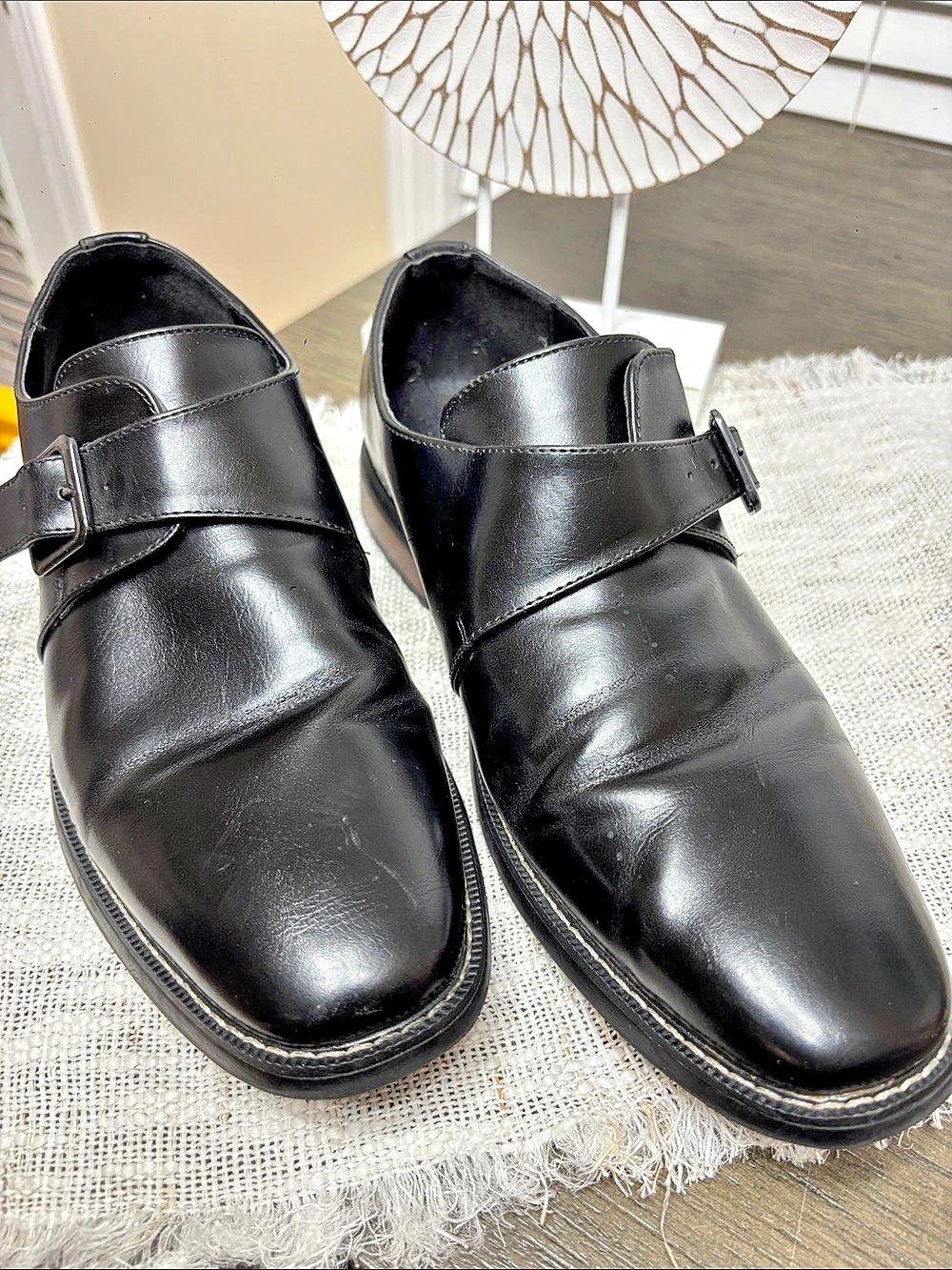 Golaiman Men's Single Monk Strap Dress Shoes Black size 10